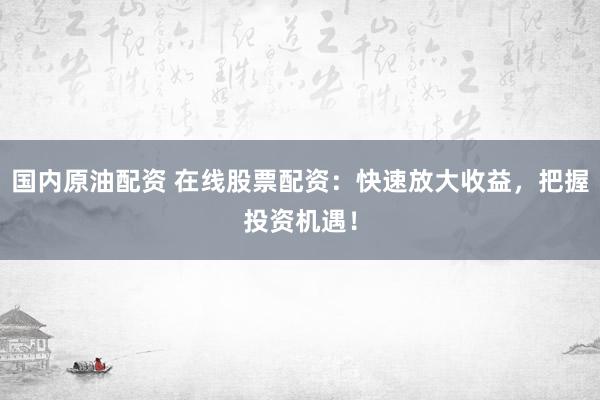 国内原油配资 在线股票配资：快速放大收益，把握投资机遇！